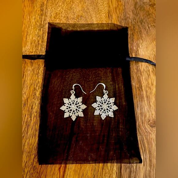 Snowflake Silver Earrings - Picture 2 of 5